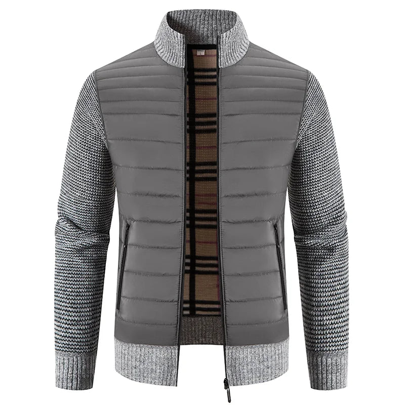 Kurt | Gestrickte Fleece Jacke-Hellgrau-M-Becker Boutique