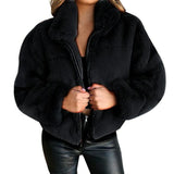 Women's Winter Jacket | Teddy Jacket with High Collar & Plush Look