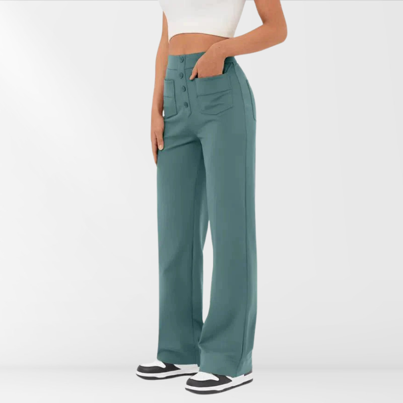 Lana-Geknopfte-Hose-mit-hoher-Taille5-Stein Grün-Becker-Boutique
