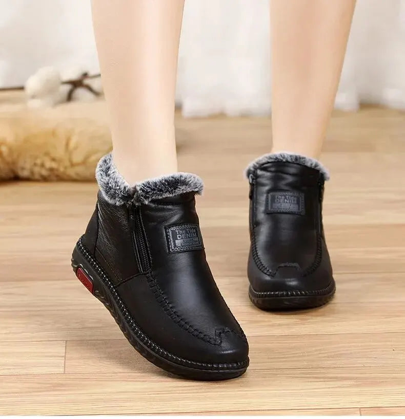 Lara | Pelzgefütterte Lederstiefel-Schwarz-35-Becker Boutique