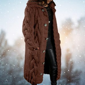 Larissa | Grobstrick-Cardigan-Mantel-Braun-S-Becker Boutique