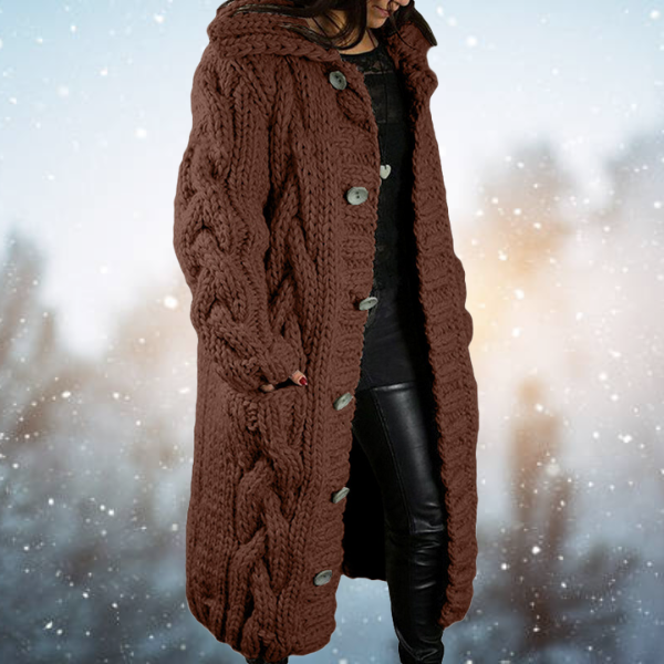 Larissa | Grobstrick-Cardigan-Mantel-Braun-S-Becker Boutique