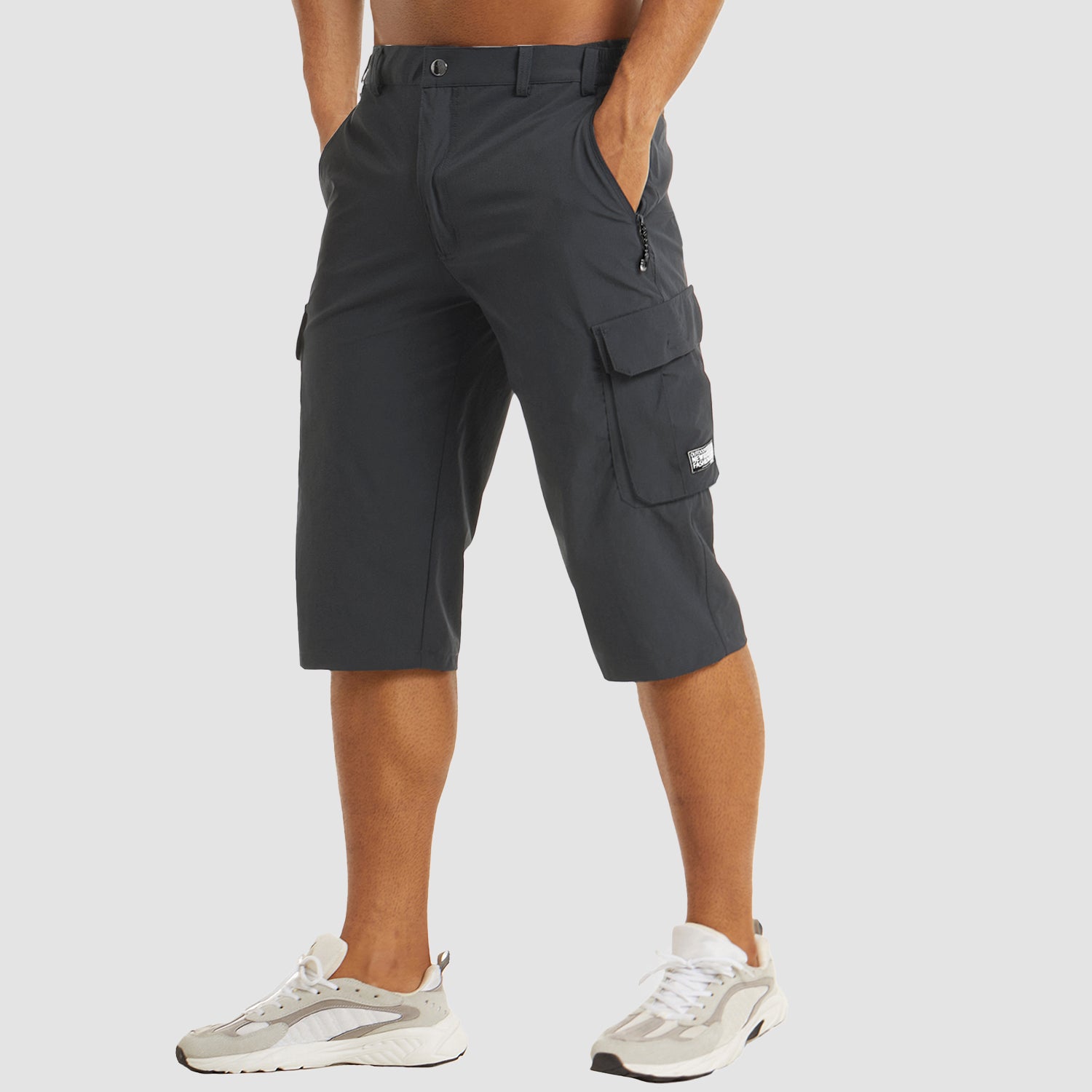 Lennard | Schnelltrocknende kurze Cargohose für Männer-Dunkelgrau-M-Becker Boutique