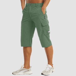 Lennard | Schnelltrocknende kurze Cargohose für Männer-Grün-M-Becker Boutique