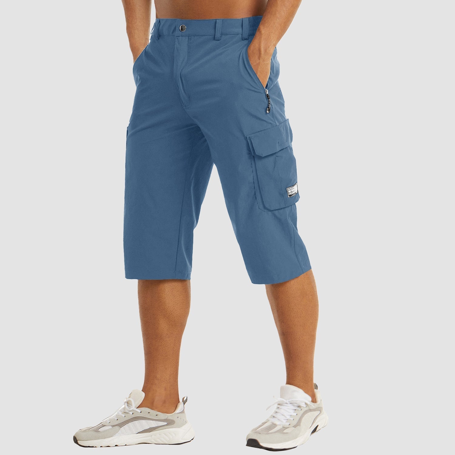Lennard | Schnelltrocknende kurze Cargohose für Männer-Hellblau-M-Becker Boutique