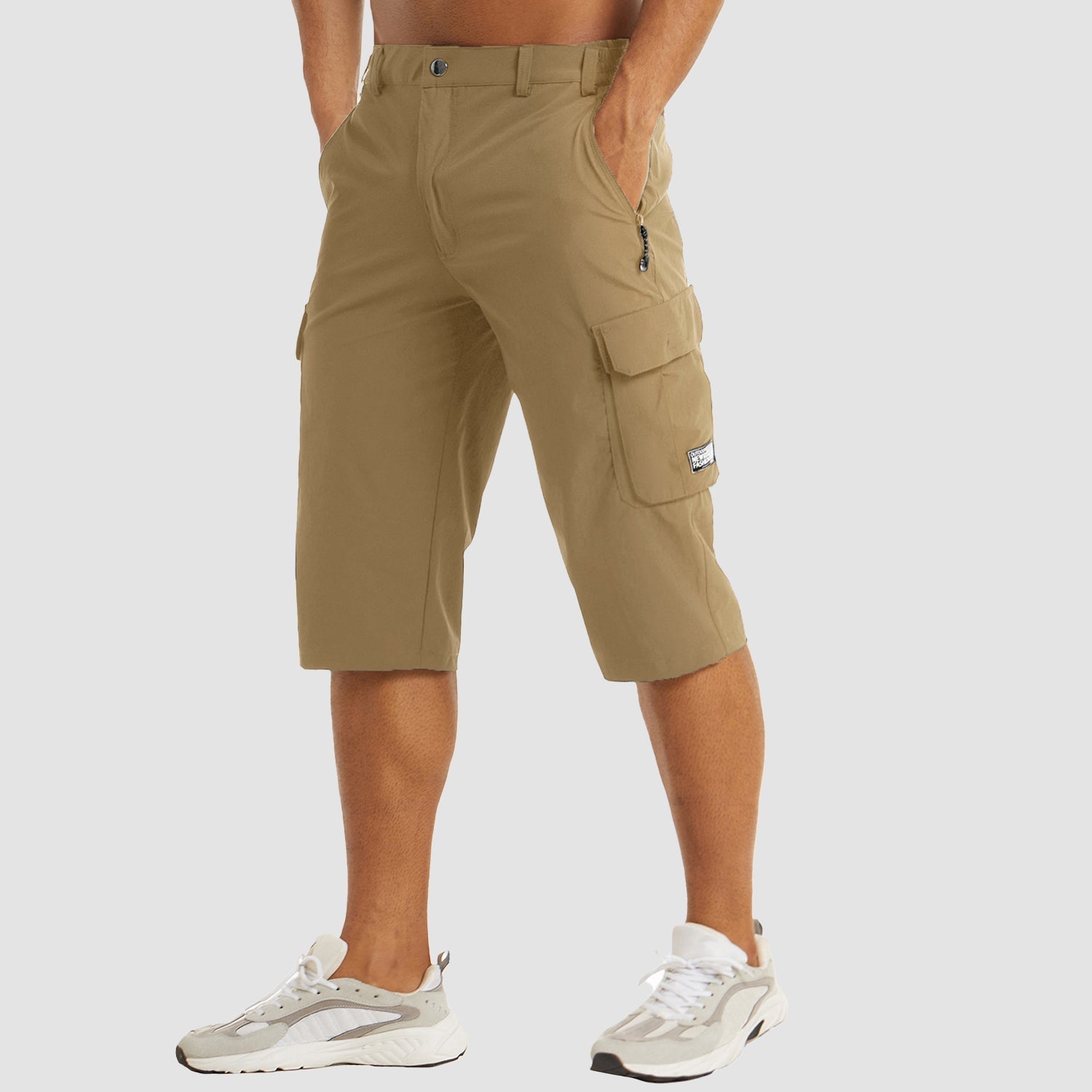 Lennard | Schnelltrocknende kurze Cargohose für Männer-Khaki-M-Becker Boutique