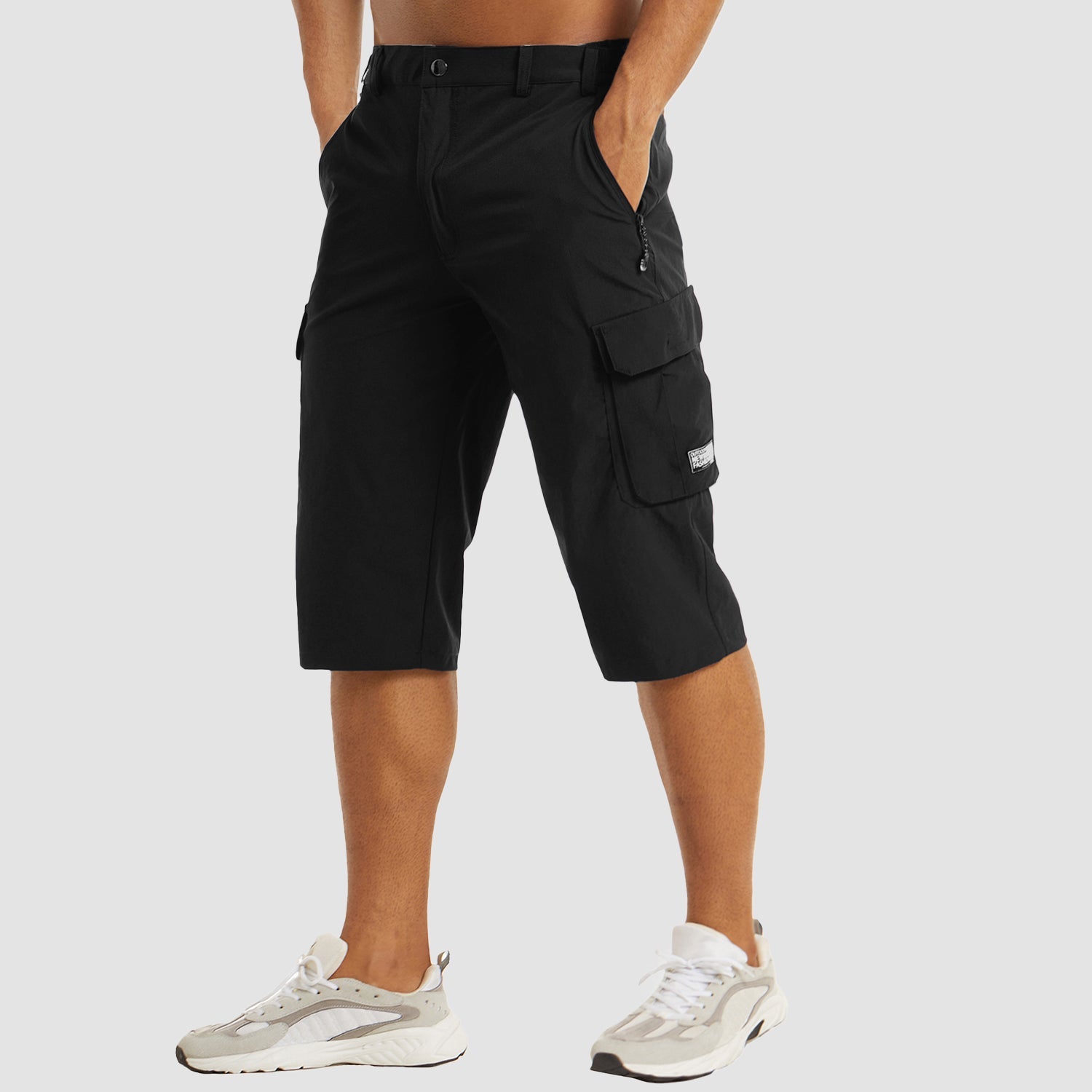Lennard | Schnelltrocknende kurze Cargohose für Männer-Schwarz-M-Becker Boutique