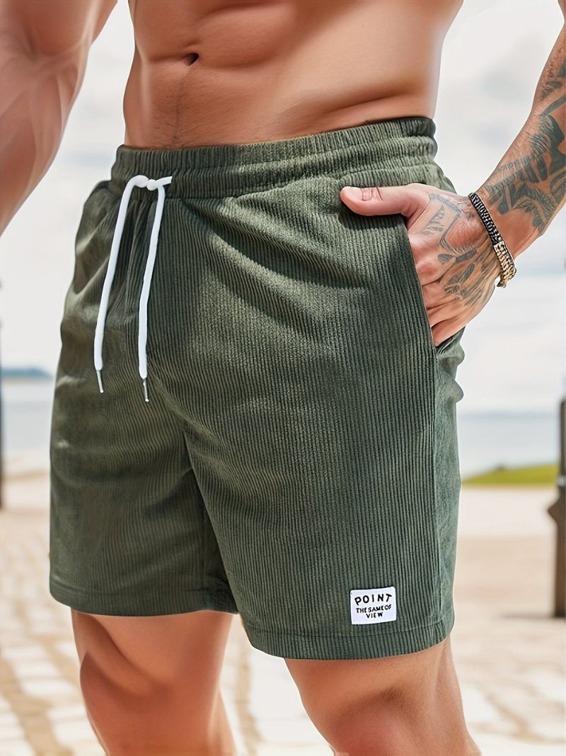 Leon | Lässige Cord-Herrenshorts mit Kordelzug-Grün-S-Becker Boutique