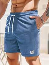 Leon | Lässige Cord-Herrenshorts mit Kordelzug-Hellblau-S-Becker Boutique