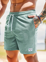Leon | Lässige Cord-Herrenshorts mit Kordelzug-Hellgrün-S-Becker Boutique