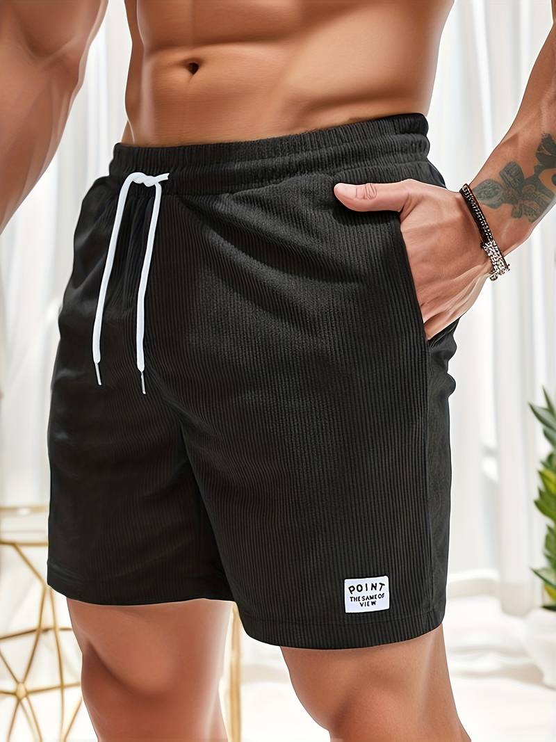 Leon | Lässige Cord-Herrenshorts mit Kordelzug-Schwarz-S-Becker Boutique