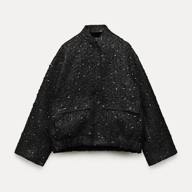 Linn | Glitzer-Pailletten-Blazer-Schwarz-XS-Becker Boutique