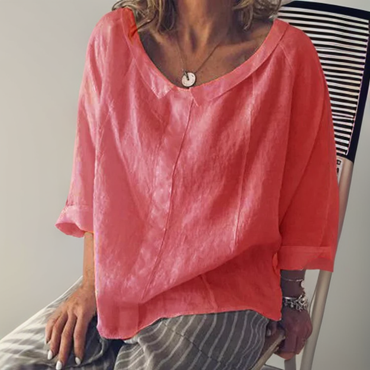 Lorena | lockere langärmelige Bluse-Rosa-S-Becker Boutique