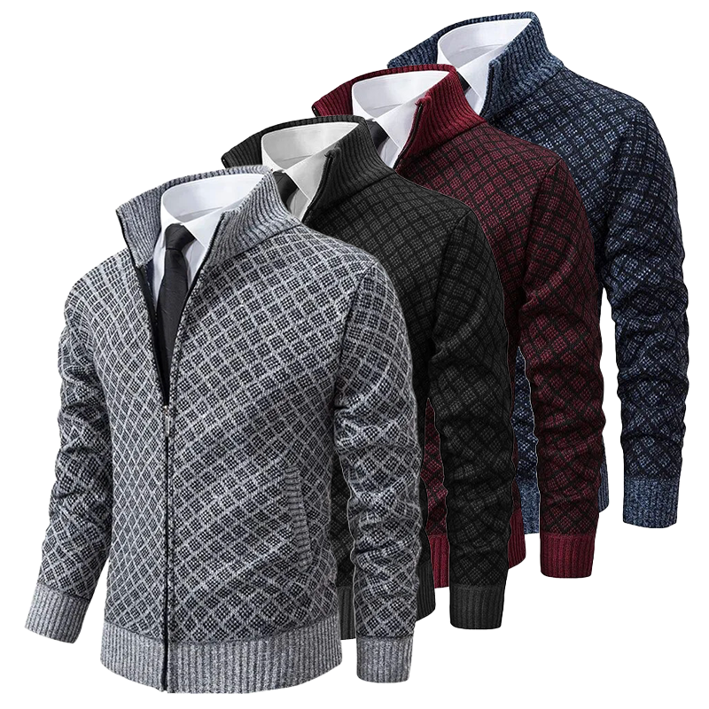 Louis | Gemustert Strickjacke mit Reißverschluss-Becker Boutique