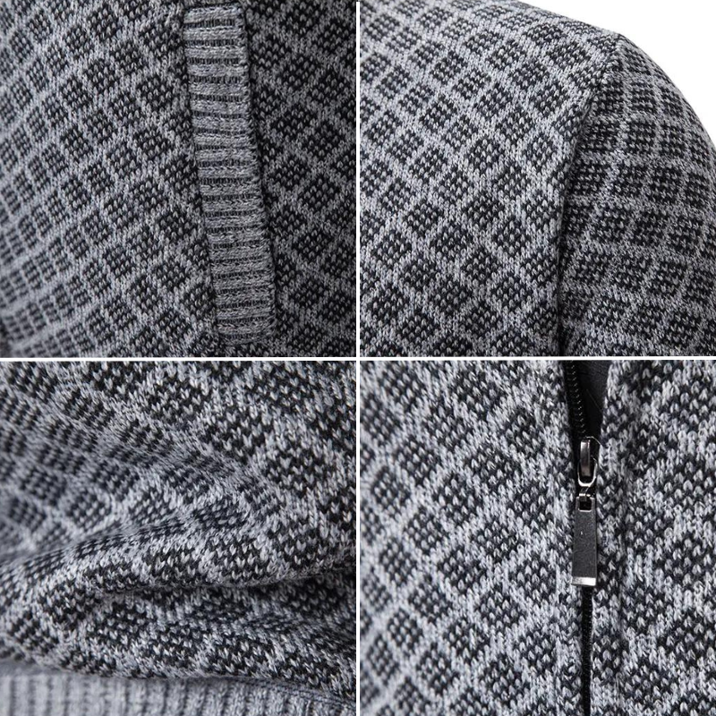 Louis | Gemustert Strickjacke mit Reißverschluss-Becker Boutique