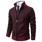 Louis | Gemustert Strickjacke mit Reißverschluss-Burgunderrot-S-Becker Boutique
