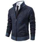 Louis | Gemustert Strickjacke mit Reißverschluss-Dunkelblau-S-Becker Boutique