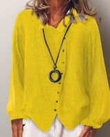 Lovisa┃Baumwolle und Leinen Langärmelige Bluse mit Knöpfen-Gul-S-Becker Boutique