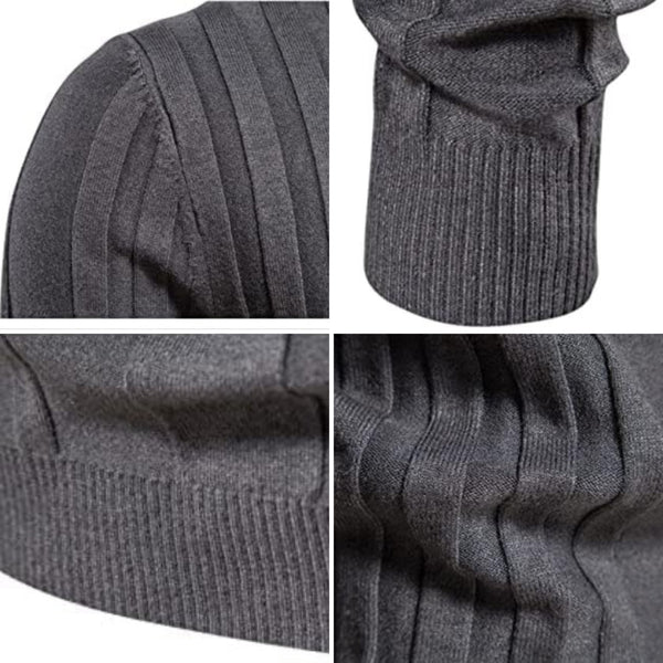 Lucien | Rollkragenpullover mit gestreiftem Rippenmuster-Becker Boutique