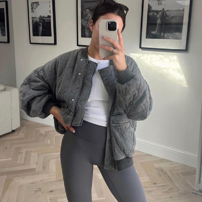 Lucinda | Grau Übergroße Leichte Bomberjacke-Becker Boutique