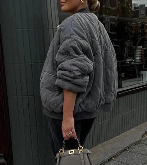 Lucinda | Grau Übergroße Leichte Bomberjacke-Becker Boutique