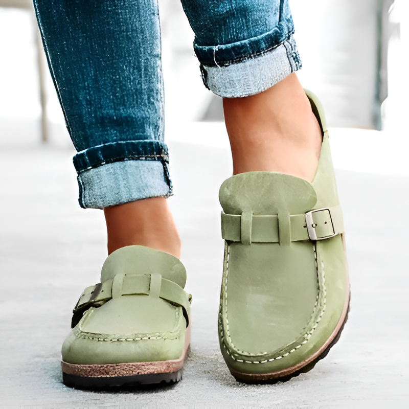 Luiz | Vintage Vegan Leder Kork Sandalen-Hellgrün-35-Becker Boutique