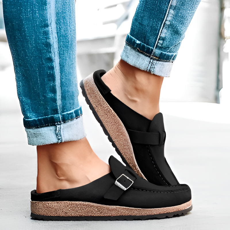 Luiz | Vintage Vegan Leder Kork Sandalen-Schwarz-35-Becker Boutique