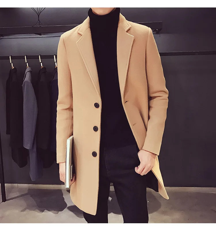 Luka | Eleganter Trenchcoat aus Wollmix für Herren-Khaki-M-Becker Boutique