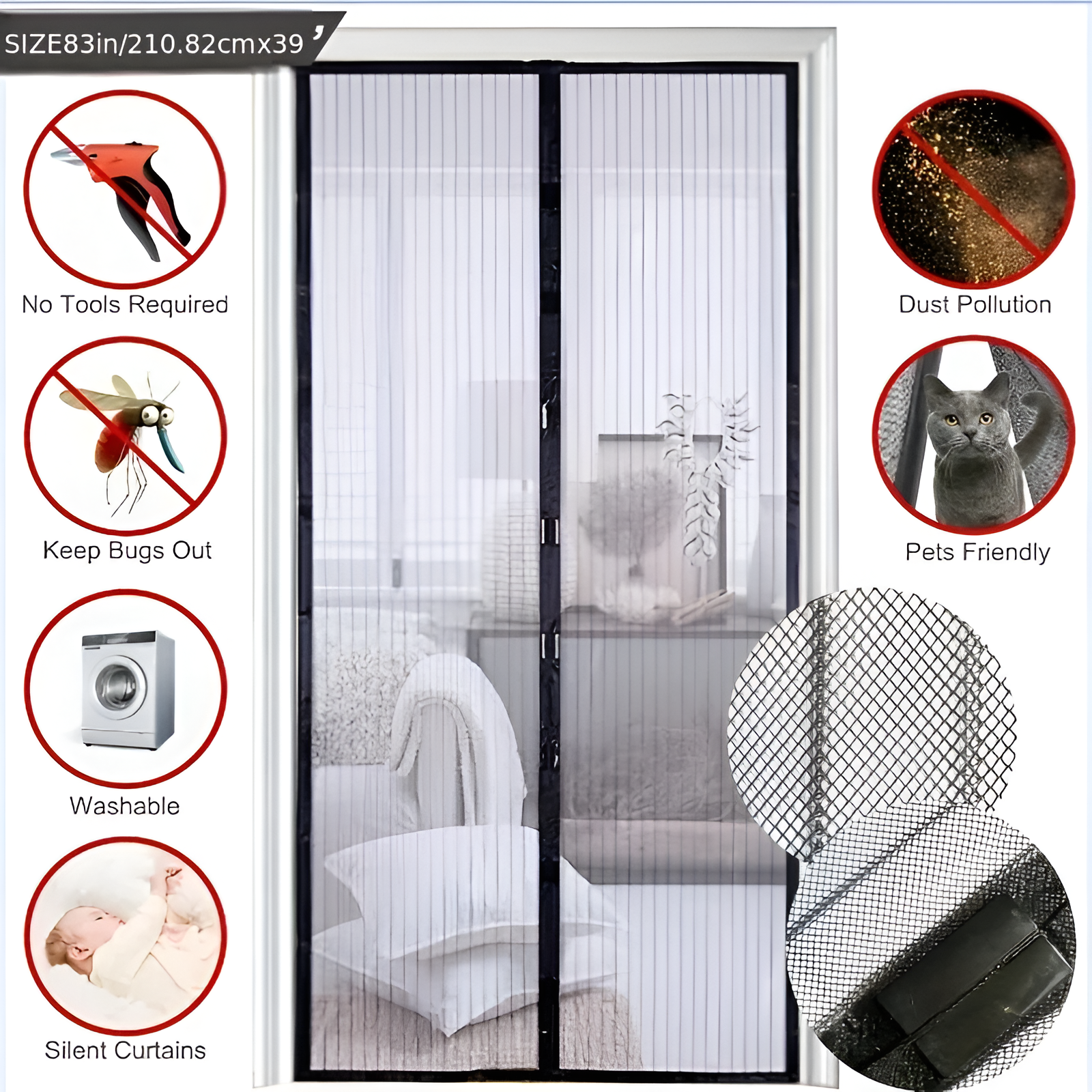 Luxuriöser Fliegenvorhang | Magnetisches Anti-Insektengitter-Becker Boutique
