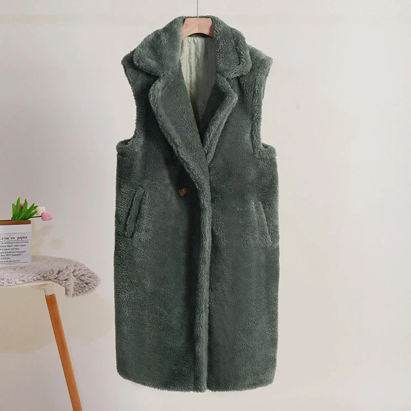 Ärmelloser Damen-Teddy-Mantel | Warme