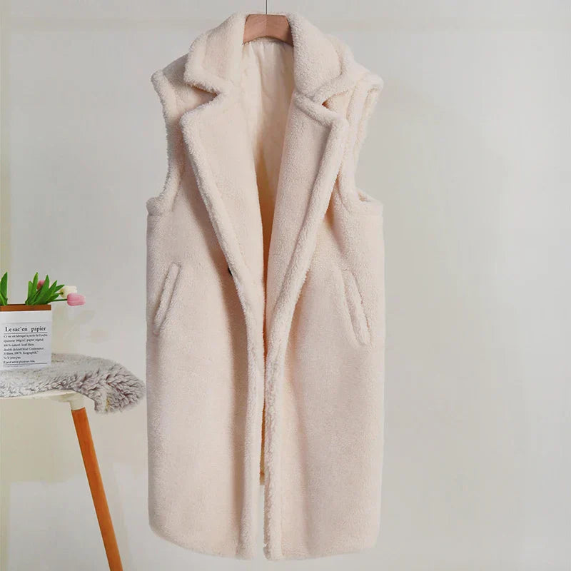 Ärmelloser Damen-Teddy-Mantel | Warme