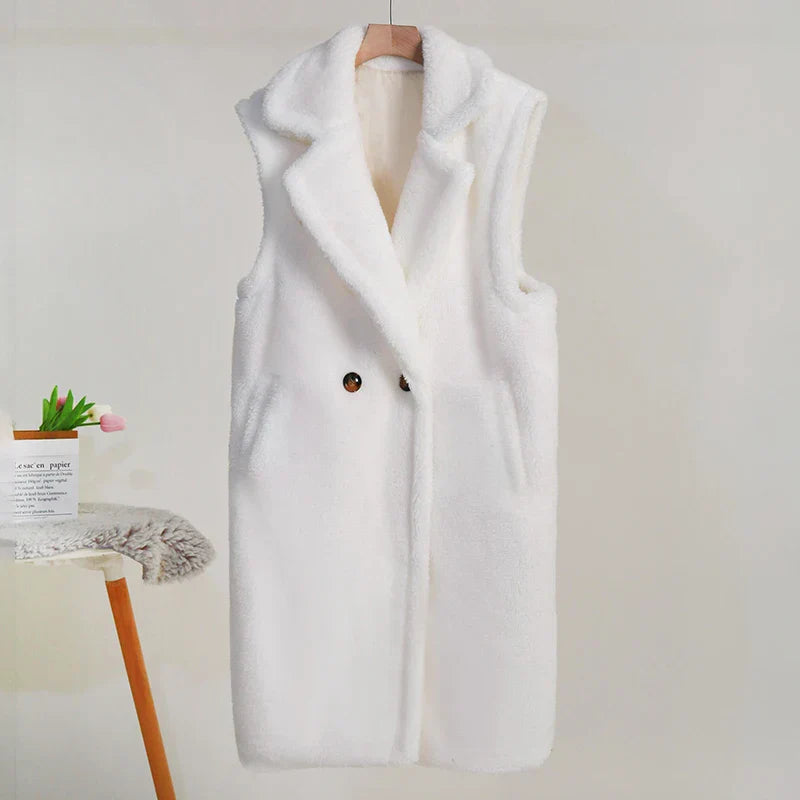 Sleeveless women's teddy coat | Warm