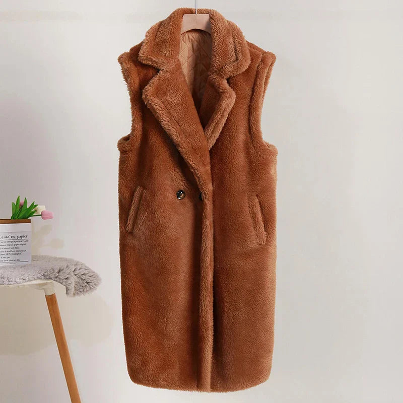 Ärmelloser Damen-Teddy-Mantel | Warme