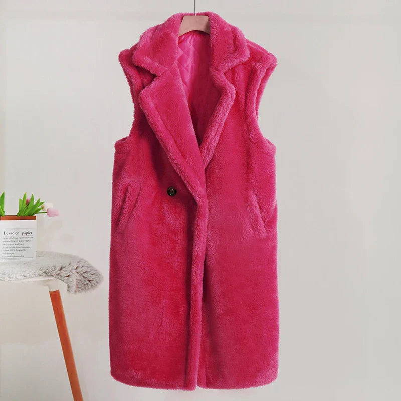 Ärmelloser Damen-Teddy-Mantel | Warme