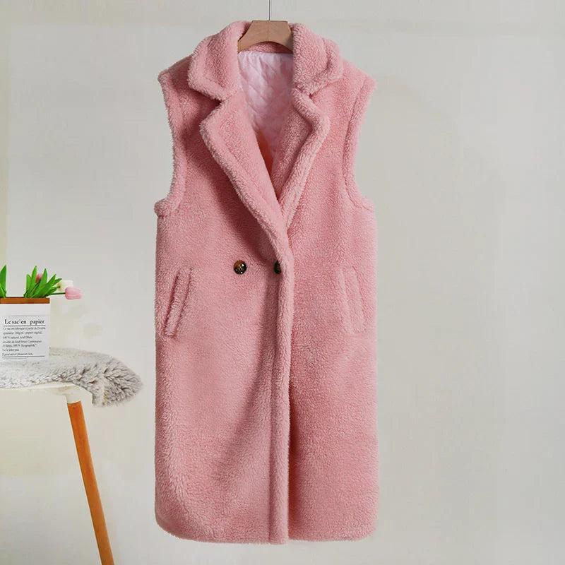 Ärmelloser Damen-Teddy-Mantel | Warme