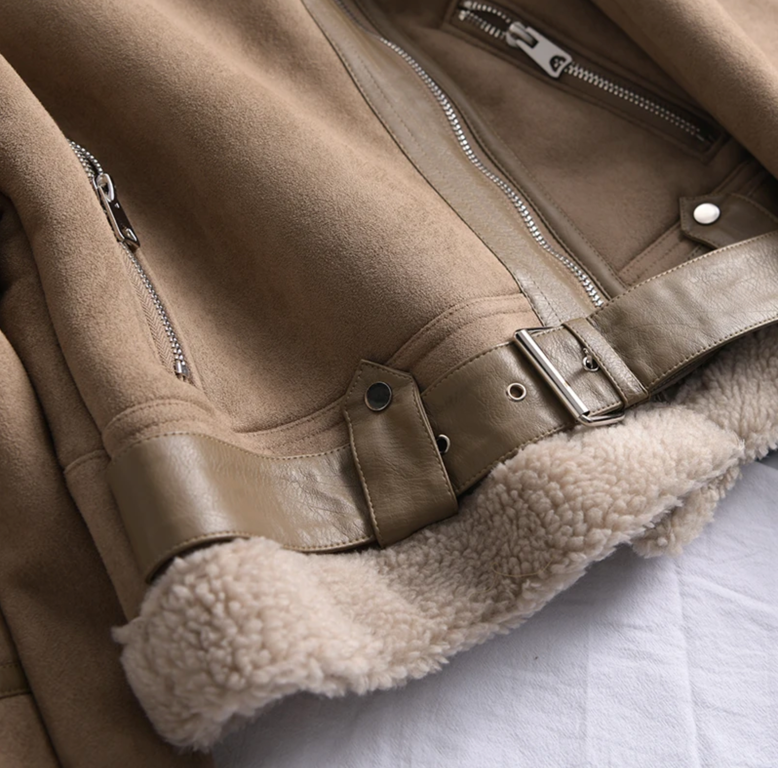 Madeleine | Sherpa-Fleece Leder-Bomberjacke-Becker Boutique