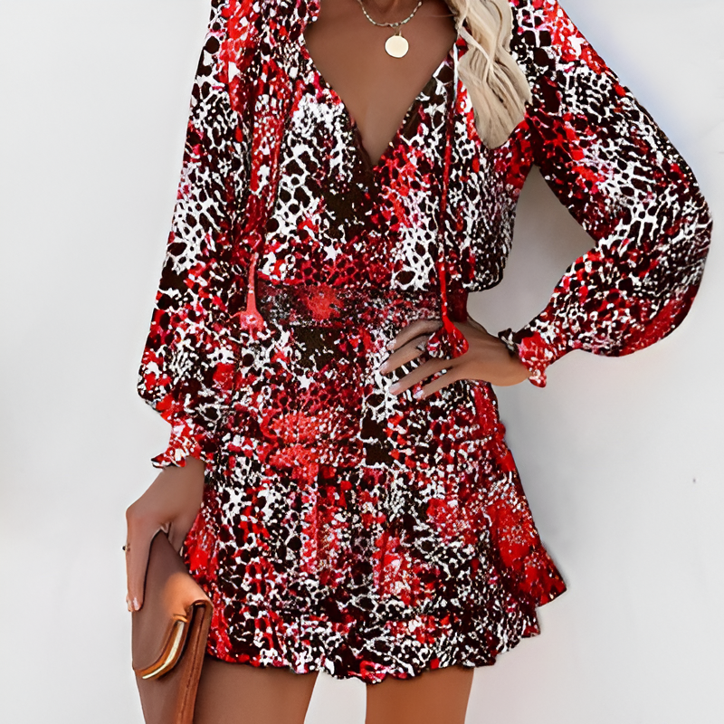 Madison | Gemustertes Sommerkleid mit Druck-Rot-S-Becker Boutique