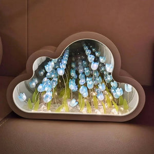 Magische Tulpe | Bezaubernder Tulpenspiegel mit Licht-Blau-20 x 13 cm-Becker Boutique