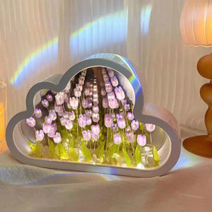 Magische Tulpe | Bezaubernder Tulpenspiegel mit Licht-Lila-20 x 13 cm-Becker Boutique