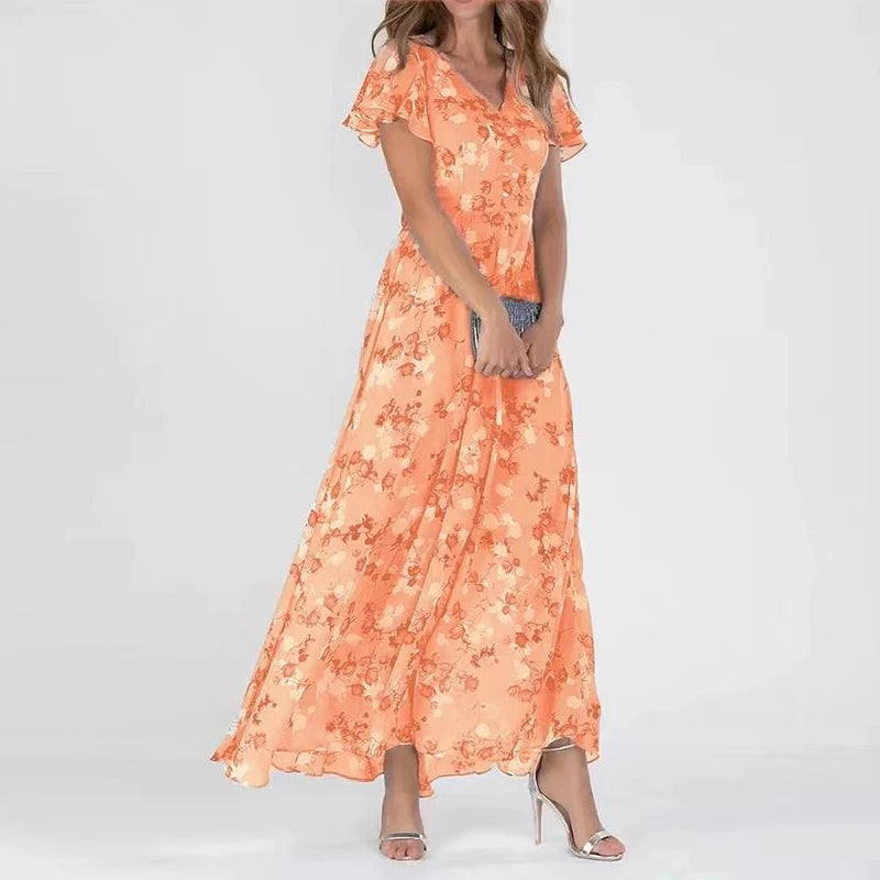 Malou | Buntes Sommerkleid-Aprikose-S-Becker Boutique