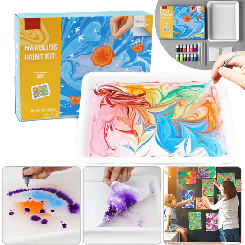 Marble Paint Set | Farbige Kinderkunstwerke auf Wasserbasis-Satz mit 6 Farben-Becker Boutique