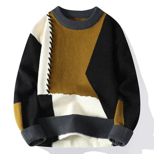 Marcos | Rollkragenpullover im Patchwork-Design-Gelb-XS-Becker Boutique