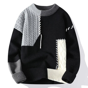 Marcos | Rollkragenpullover im Patchwork-Design-Grau-XS-Becker Boutique