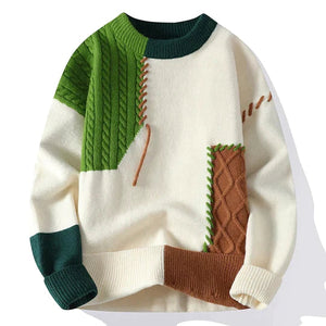 Marcos | Rollkragenpullover im Patchwork-Design-Grün-XS-Becker Boutique