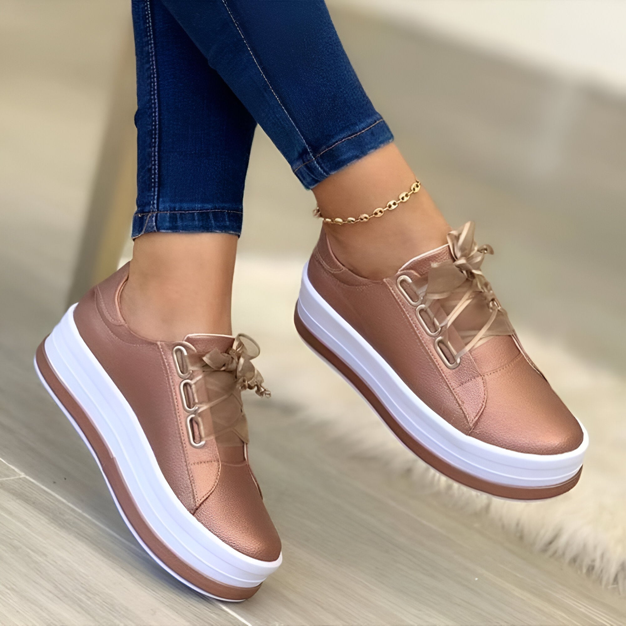 Marika | Ortho-komfort sneakers-Rose Gold-35-Becker Boutique