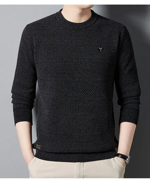 Mario | Grauer Strickpullover für Männer-Schwarz-S-Becker Boutique