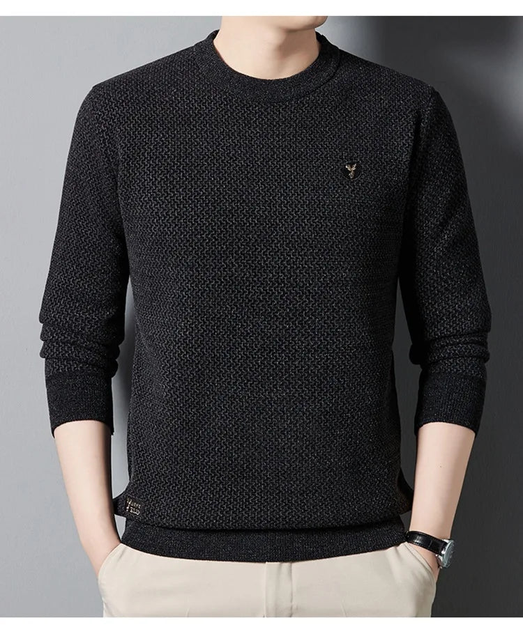 Mario | Grauer Strickpullover für Männer-Schwarz-S-Becker Boutique