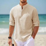 Marvin | Stilvolles Herrenhemd aus Baumwolle und Leinen - Grandad Style-Beige-S-Becker Boutique