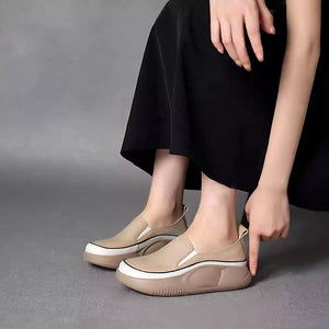 Mary | Ledermokassins mit dicken Sohlen-khaki-35-Becker Boutique