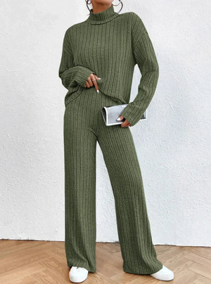 Maureen | Lounge-Set aus Rippstrick-Grün-S-Becker Boutique